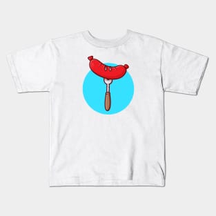 Sausage Cartoon Vector Icon Illustration Kids T-Shirt